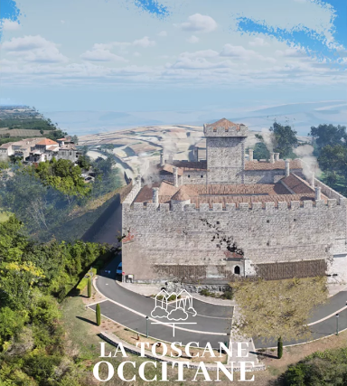 Artistic impression of how the original 1222 castle might have looked. Source: La Toscane Occitane